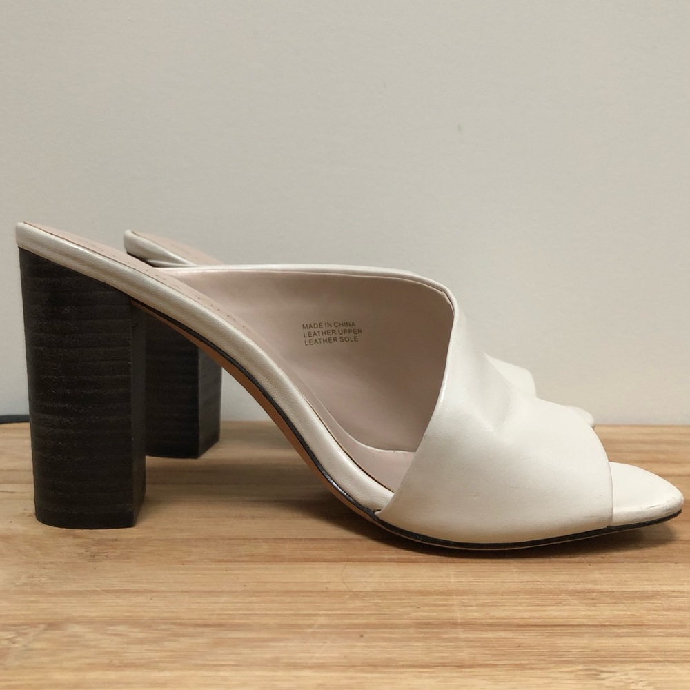 Trina Turk Open Toe Leather Asymmetrical Heeled Mule